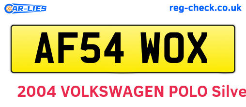 AF54WOX are the vehicle registration plates.