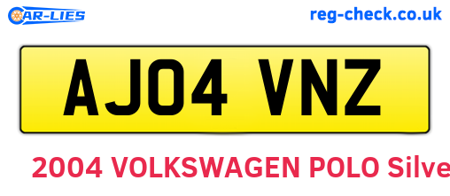 AJ04VNZ are the vehicle registration plates.