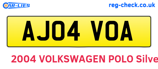 AJ04VOA are the vehicle registration plates.
