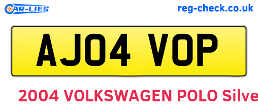 AJ04VOP are the vehicle registration plates.