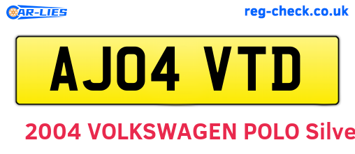 AJ04VTD are the vehicle registration plates.