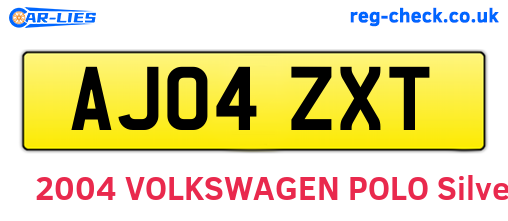 AJ04ZXT are the vehicle registration plates.