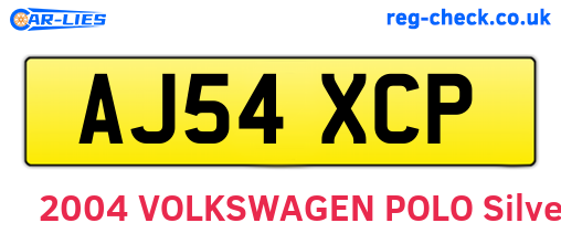 AJ54XCP are the vehicle registration plates.