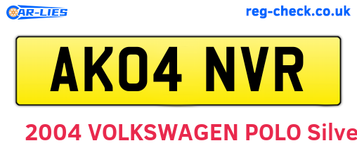 AK04NVR are the vehicle registration plates.