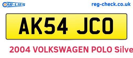 AK54JCO are the vehicle registration plates.