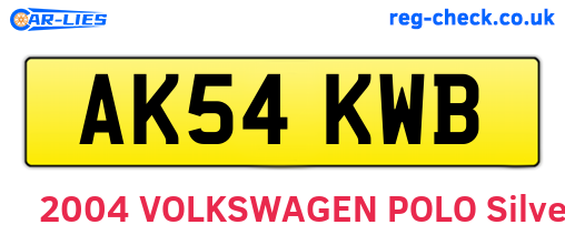 AK54KWB are the vehicle registration plates.