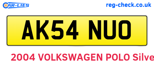 AK54NUO are the vehicle registration plates.