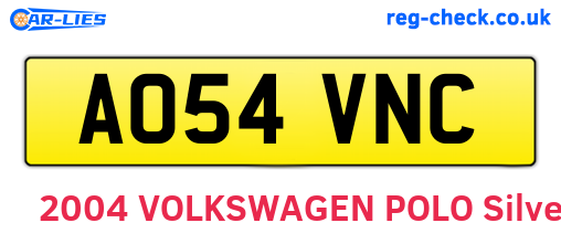 AO54VNC are the vehicle registration plates.
