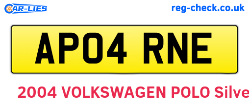 AP04RNE are the vehicle registration plates.