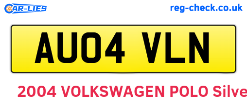 AU04VLN are the vehicle registration plates.