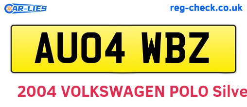 AU04WBZ are the vehicle registration plates.