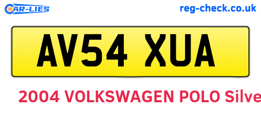 AV54XUA are the vehicle registration plates.