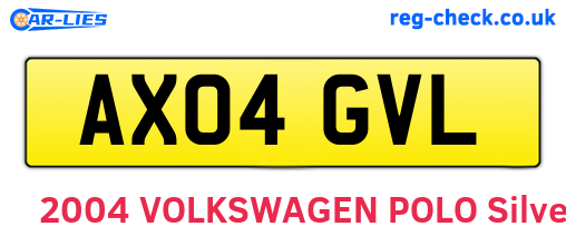 AX04GVL are the vehicle registration plates.
