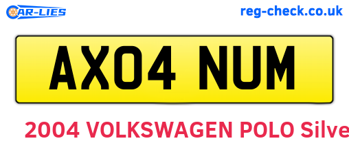 AX04NUM are the vehicle registration plates.