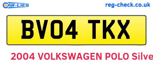 BV04TKX are the vehicle registration plates.