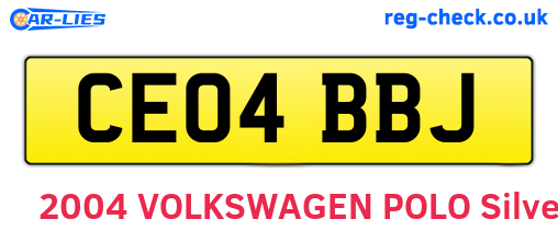 CE04BBJ are the vehicle registration plates.