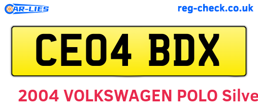 CE04BDX are the vehicle registration plates.