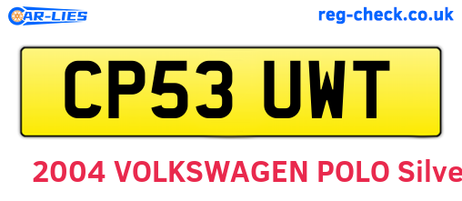 CP53UWT are the vehicle registration plates.