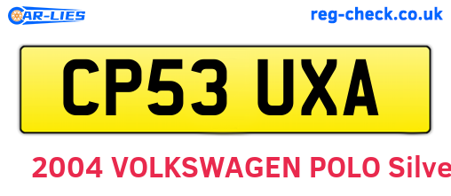 CP53UXA are the vehicle registration plates.