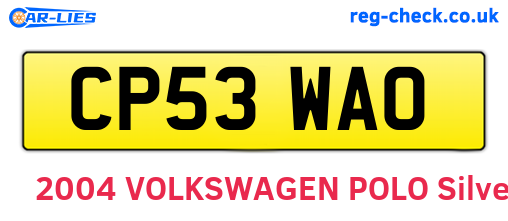 CP53WAO are the vehicle registration plates.