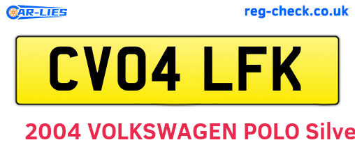 CV04LFK are the vehicle registration plates.