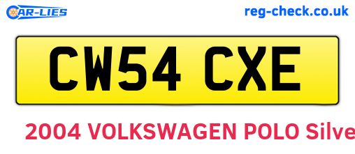 CW54CXE are the vehicle registration plates.