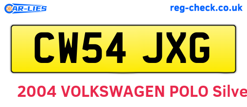 CW54JXG are the vehicle registration plates.