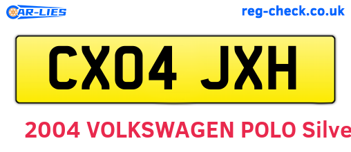 CX04JXH are the vehicle registration plates.
