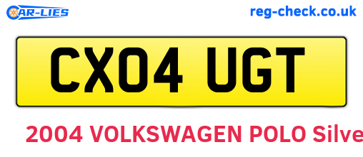 CX04UGT are the vehicle registration plates.