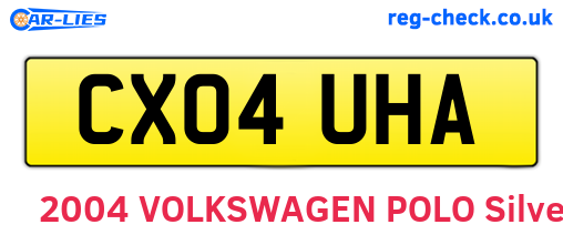 CX04UHA are the vehicle registration plates.