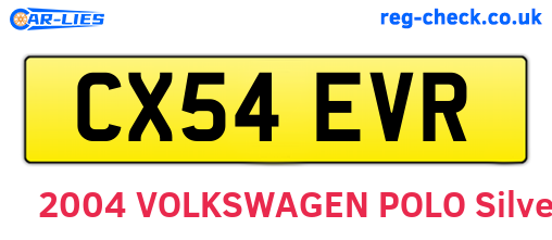 CX54EVR are the vehicle registration plates.