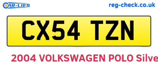 CX54TZN are the vehicle registration plates.
