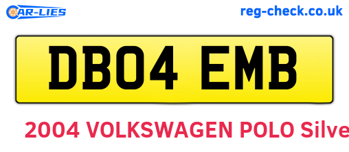 DB04EMB are the vehicle registration plates.