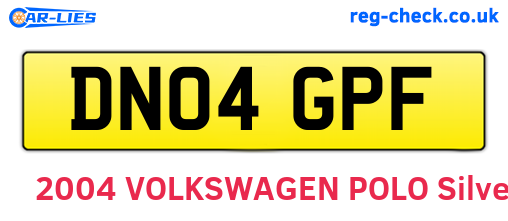 DN04GPF are the vehicle registration plates.