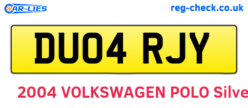 DU04RJY are the vehicle registration plates.