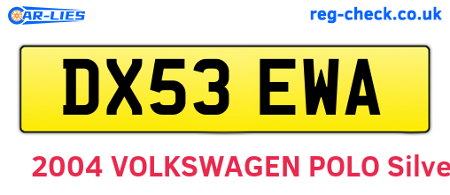 DX53EWA are the vehicle registration plates.