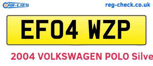 EF04WZP are the vehicle registration plates.