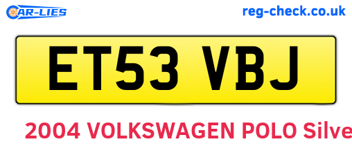 ET53VBJ are the vehicle registration plates.