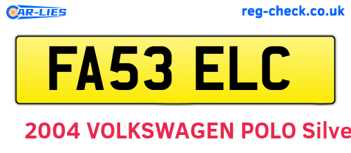 FA53ELC are the vehicle registration plates.