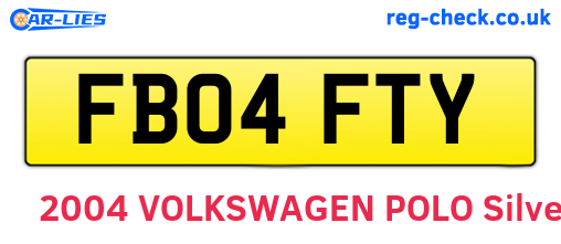 FB04FTY are the vehicle registration plates.
