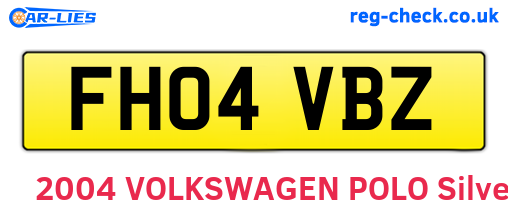 FH04VBZ are the vehicle registration plates.
