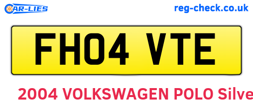 FH04VTE are the vehicle registration plates.