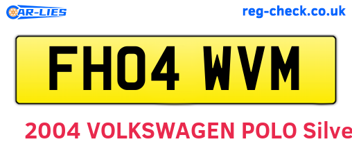 FH04WVM are the vehicle registration plates.