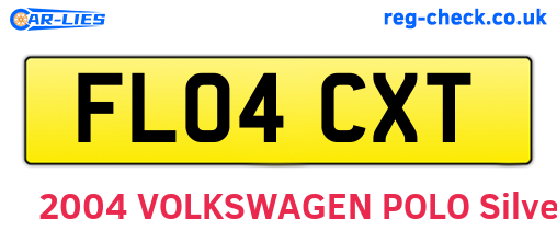 FL04CXT are the vehicle registration plates.