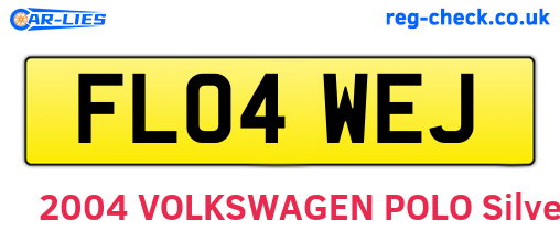 FL04WEJ are the vehicle registration plates.
