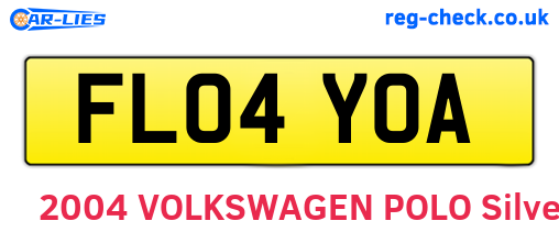 FL04YOA are the vehicle registration plates.