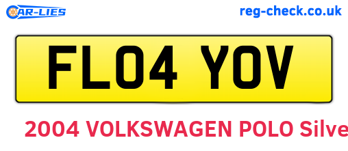 FL04YOV are the vehicle registration plates.