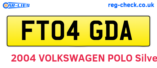 FT04GDA are the vehicle registration plates.