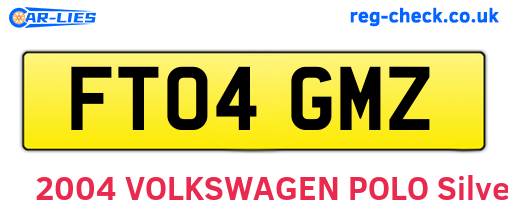 FT04GMZ are the vehicle registration plates.