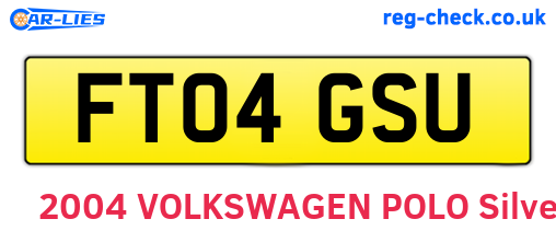 FT04GSU are the vehicle registration plates.